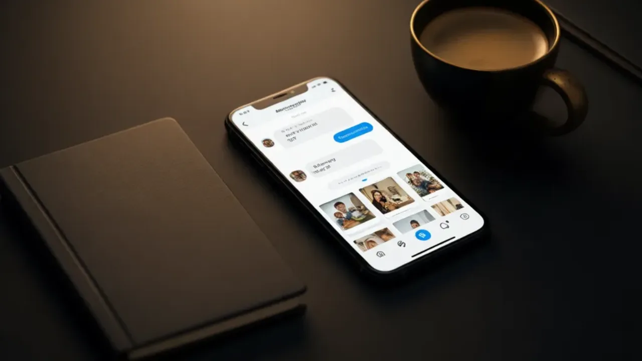 A memory-focused companion app showing a chat and a timeline of remembered moments